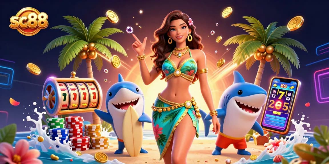 Spin and win at sc88 with vibrant slot reels, sparkling gems, and playful characters.