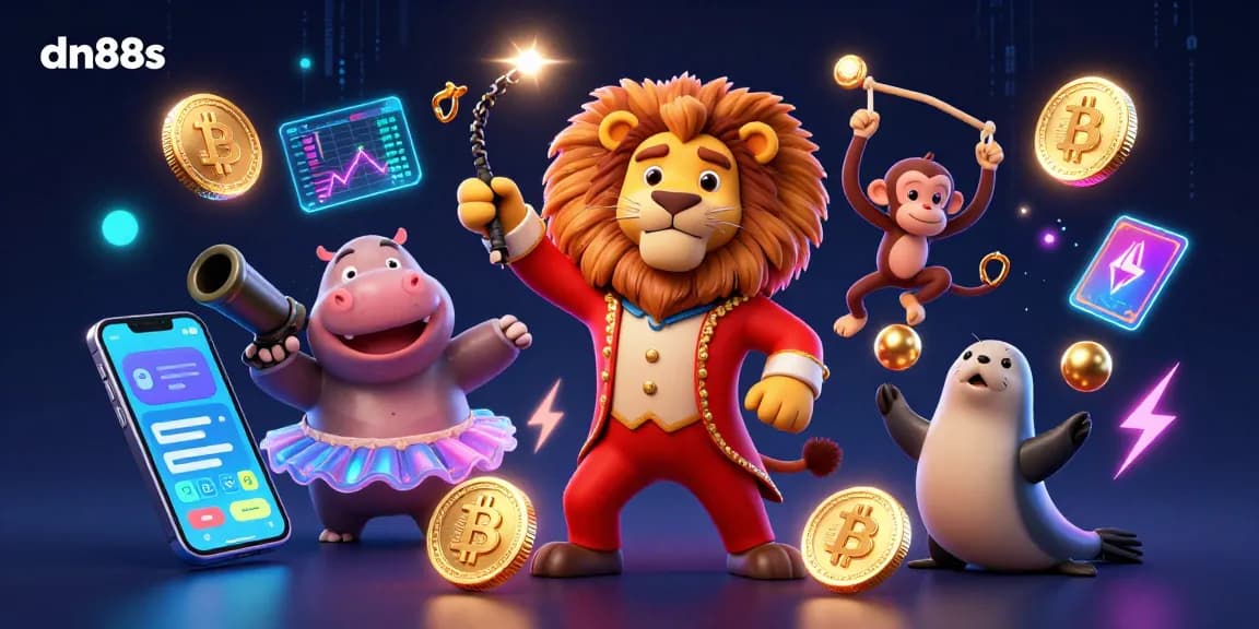 Engage with the exciting features of dn88s, showcasing animated casino characters and crypto elements