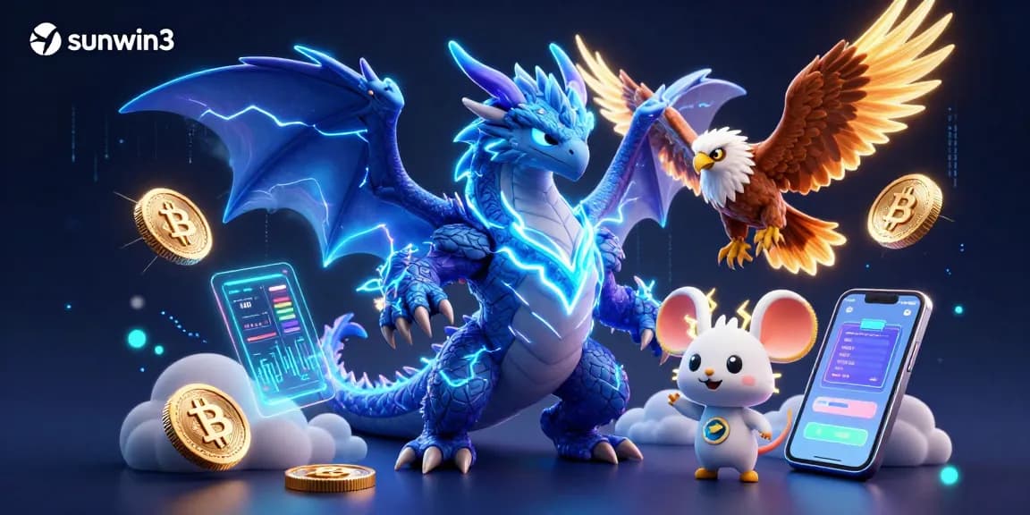 Engage with exhilarating gaming experiences at sunwin3 with vibrant 3D casino characters and crypto elements.