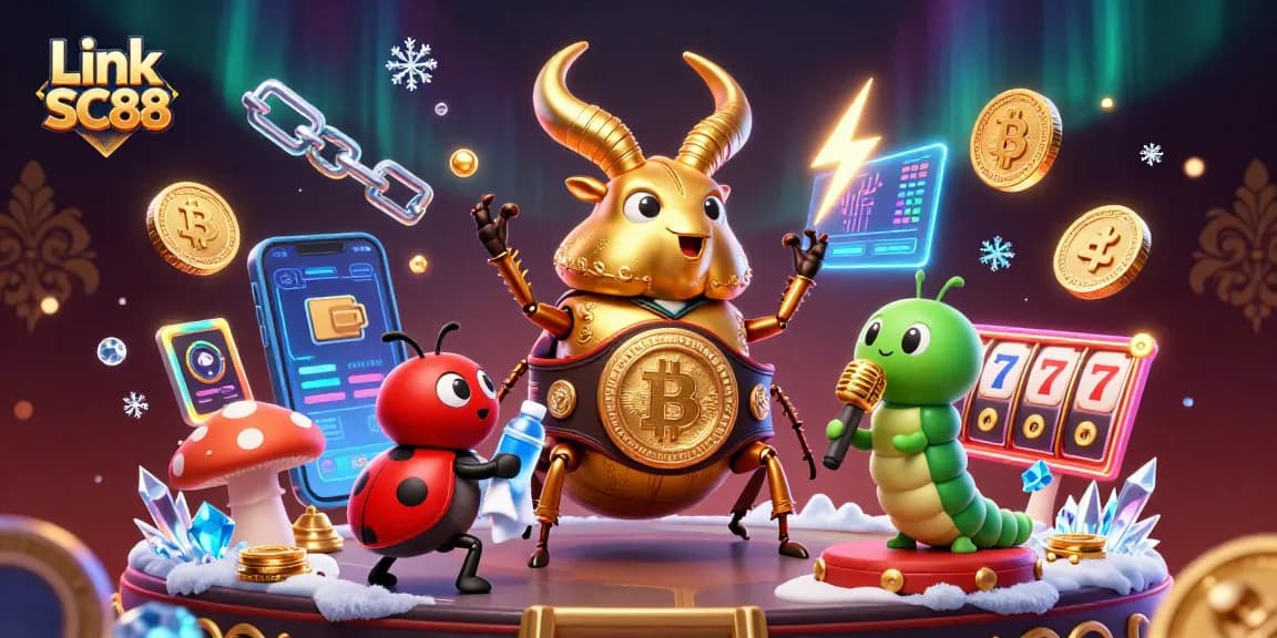 Link SC88 shows a dynamic casino battle scene featuring a giant beetle and ladybug, illustrating fun and excitement.