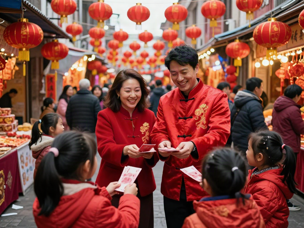 rokok88 celebration scene showcasing cultural traditions with red envelopes and lanterns