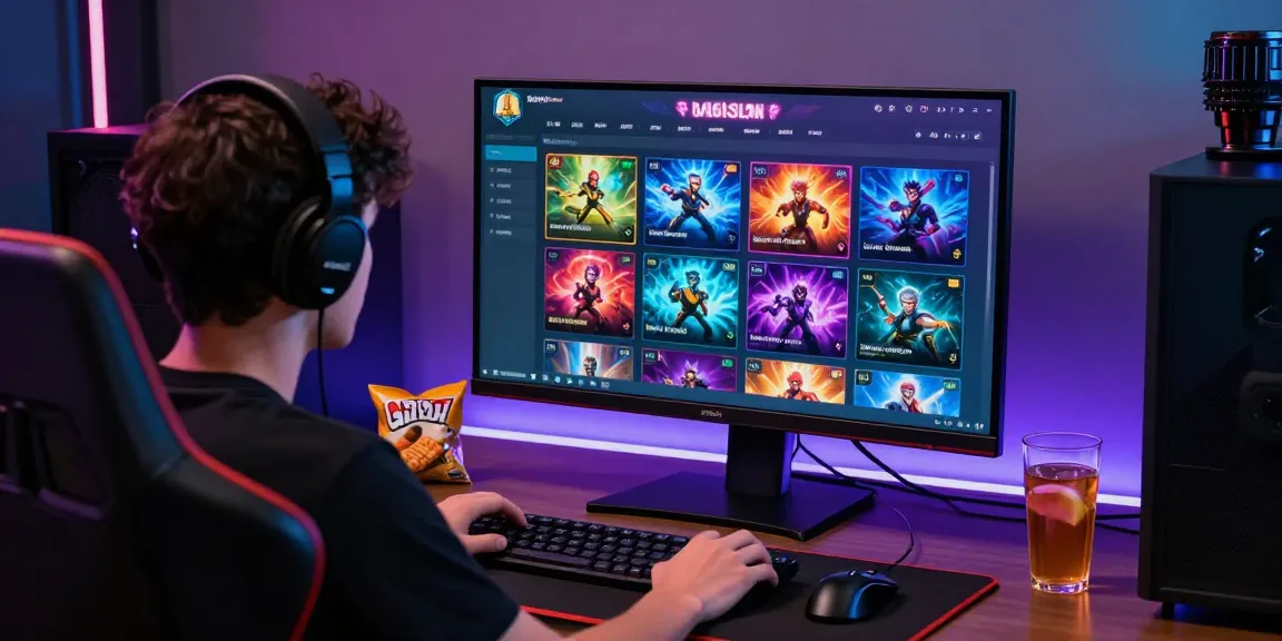 Pemain menikmati pengalaman permainan Rajaslot 20 di desktop dengan antarmuka yang cerah dan aksesori gaming yang nyaman.