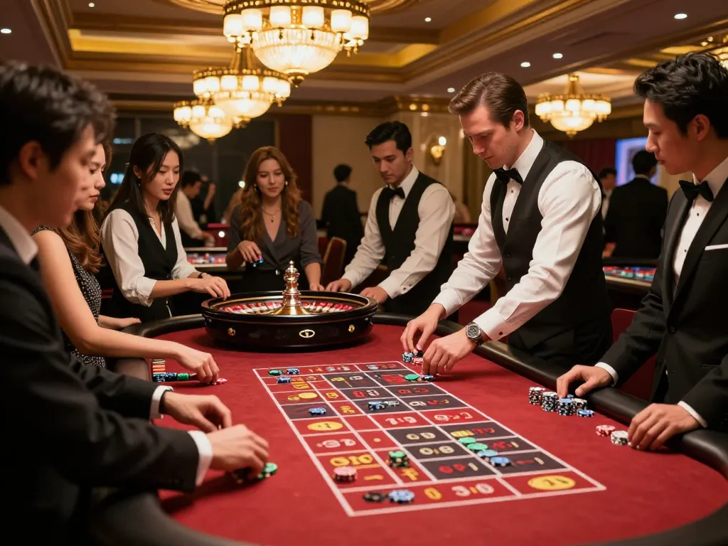 Experience the excitement of roulette gameplay at CM88 casino, vibrant atmosphere with players engaging