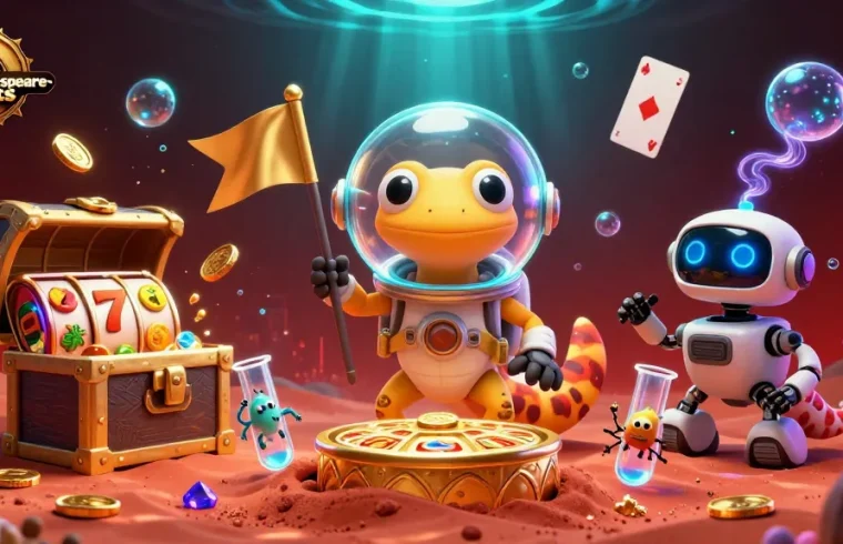 Experience thrilling jackpots and winning plays at williamshakespeare-sonnets in this vibrant casino illustration.