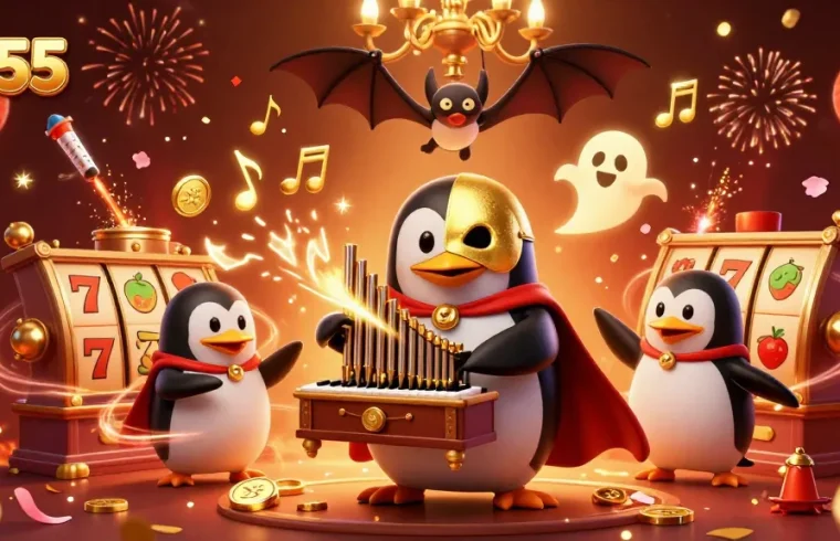 Experience winning moments with kk55 while the phantom penguin entertains at the casino.